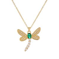 Simple Style Dragonfly Copper Plating Inlay Zircon Gold Plated Pendant Necklace sku image 8