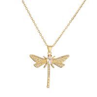 Simple Style Dragonfly Copper Plating Inlay Zircon Gold Plated Pendant Necklace sku image 6