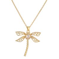 Simple Style Dragonfly Copper Plating Inlay Zircon Gold Plated Pendant Necklace sku image 7