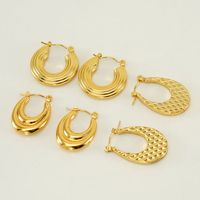 1 Pair Elegant U Shape Gold Plated Stainless Steel Titanium Steel 18K Gold Plated Earrings main image 5