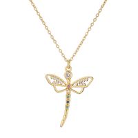 Simple Style Dragonfly Copper Plating Inlay Zircon Gold Plated Pendant Necklace sku image 4