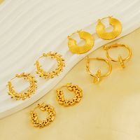 1 Pair Elegant Solid Color Gold Plated Stainless Steel Titanium Steel Earrings main image 1