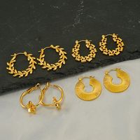 1 Pair Elegant Solid Color Gold Plated Stainless Steel Titanium Steel Earrings main image 2