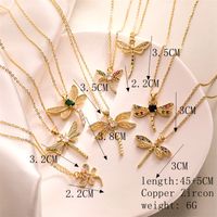 Simple Style Dragonfly Copper Plating Inlay Zircon Gold Plated Pendant Necklace main image 8