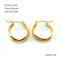 1 Pair Elegant Solid Color Plating Stainless Steel Titanium Steel 18K Gold Plated Earrings sku image 1