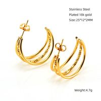 1 Pair Elegant Solid Color Plating Stainless Steel Titanium Steel 18K Gold Plated Earrings sku image 2