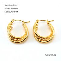 1 Paar Elegant Einfarbig Überzug Rostfreier Stahl Titan Stahl 18 Karat Vergoldet Ohrringe sku image 3
