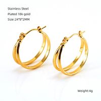 1 Pair Elegant Solid Color Plating Stainless Steel Titanium Steel 18K Gold Plated Earrings sku image 4