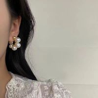 Wholesale Jewelry Elegant Simple Style Classic Style Geometric Imitation Pearl Alloy Ear Studs sku image 1