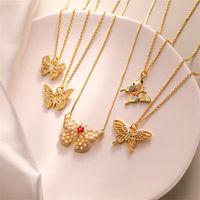 Einfacher Stil Libelle Kupfer Überzug Inlay Zirkon Vergoldet Halskette Mit Anhänger main image 1
