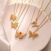 Simple Style Dragonfly Copper Plating Inlay Zircon Gold Plated Pendant Necklace main image 2