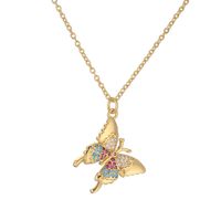 Simple Style Dragonfly Copper Plating Inlay Zircon Gold Plated Pendant Necklace sku image 1