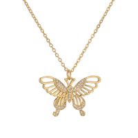 Simple Style Dragonfly Copper Plating Inlay Zircon Gold Plated Pendant Necklace sku image 4