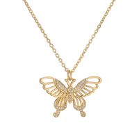 Simple Style Dragonfly Copper Plating Inlay Zircon Gold Plated Pendant Necklace main image 4