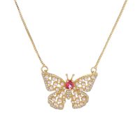 Simple Style Dragonfly Copper Plating Inlay Zircon Gold Plated Pendant Necklace sku image 5