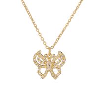 Einfacher Stil Libelle Kupfer Überzug Inlay Zirkon Vergoldet Halskette Mit Anhänger main image 6
