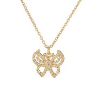 Simple Style Dragonfly Copper Plating Inlay Zircon Gold Plated Pendant Necklace sku image 2