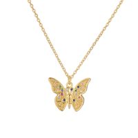 Simple Style Dragonfly Copper Plating Inlay Zircon Gold Plated Pendant Necklace sku image 3
