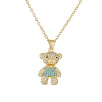 Ig Style Simple Style Little Bear Copper Plating Inlay Zircon Gold Plated Pendant Necklace main image 4