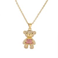 Ig Style Simple Style Little Bear Copper Plating Inlay Zircon Gold Plated Pendant Necklace main image 5