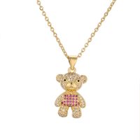 Ig Style Simple Style Little Bear Copper Plating Inlay Zircon Gold Plated Pendant Necklace sku image 7