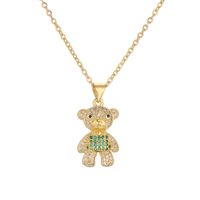 Ig Style Simple Style Little Bear Copper Plating Inlay Zircon Gold Plated Pendant Necklace main image 6