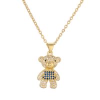 Ig Style Simple Style Little Bear Copper Plating Inlay Zircon Gold Plated Pendant Necklace main image 3