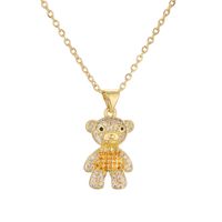 Ig Style Simple Style Little Bear Copper Plating Inlay Zircon Gold Plated Pendant Necklace sku image 4