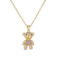 Ig Style Simple Style Little Bear Copper Plating Inlay Zircon Gold Plated Pendant Necklace sku image 10