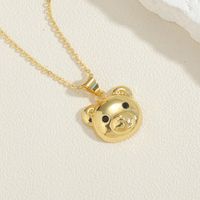 Simple Style Bear Snake Copper 14k Gold Plated Zircon Pendant Necklace In Bulk sku image 1