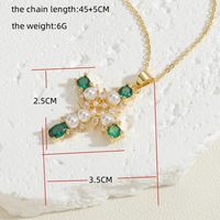 Sweet Cross Copper Plating Inlay Zircon 14k Gold Plated Pendant Necklace main image 6