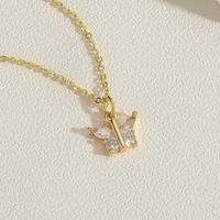 Style Simple Papillon Le Cuivre Placage Chaîne Zircon Plaqué Or 14k Pendentif sku image 3