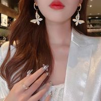1 Pair Simple Style Classic Style Circle Square Bow Knot Alloy Rhinestones Drop Earrings Ear Hook main image 3