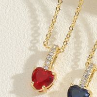 Vintage Style Commute Heart Shape Copper Plating Inlay Zircon 14k Gold Plated Pendant Necklace sku image 2