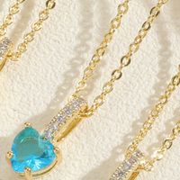 Vintage Style Commute Heart Shape Copper Plating Inlay Zircon 14k Gold Plated Pendant Necklace sku image 5