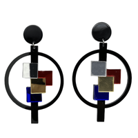 1 Paar Klassisch Klassischer Stil Strassenmode Kreis Runden Quadrat Aryl Tropfenohrringe sku image 1