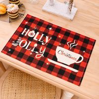 Christmas Cute Letter Lattice Snowflake Cloth Party Festival Placemat sku image 6