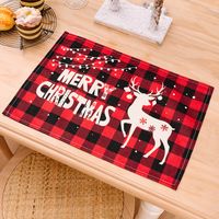 Christmas Cute Letter Lattice Snowflake Cloth Party Festival Placemat sku image 1