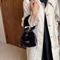 Women's Small All Seasons Plush Solid Color Classic Style Bucket String Shoulder Bag main image 5