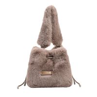 Women's Small All Seasons Plush Solid Color Classic Style Bucket String Shoulder Bag sku image 2