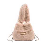 Women's Small All Seasons Plush Solid Color Classic Style Bucket String Shoulder Bag sku image 3