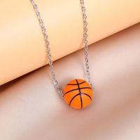 Simple Style Basketball Stainless Steel Silica Gel Pendant Necklace main image 3