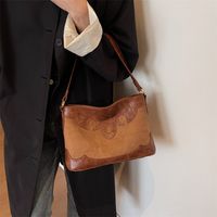 Women's Large All Seasons Pu Leather Color Block Vintage Style Bucket Zipper Shoulder Bag main image 4