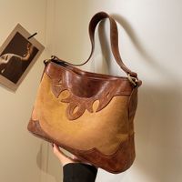 Women's Large All Seasons Pu Leather Color Block Vintage Style Bucket Zipper Shoulder Bag main image 2