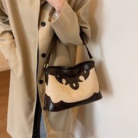 Women's Large All Seasons Pu Leather Color Block Vintage Style Bucket Zipper Shoulder Bag main image 6