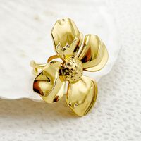 304 Stainless Steel 14K Gold Plated Elegant Sweet Artistic Plating Flower Open Rings sku image 1