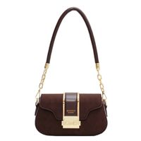 Women's Medium All Seasons Pu Leather Color Block Streetwear Oval Lock Clasp Shoulder Bag sku image 3