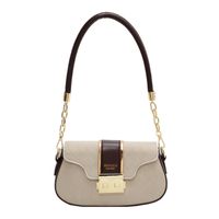 Women's Medium All Seasons Pu Leather Color Block Streetwear Oval Lock Clasp Shoulder Bag sku image 4
