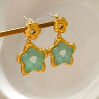 1 Pair Elegant Sweet Flower Plating Resin Copper Drop Earrings main image 3