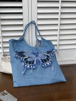 Women's Large All Seasons Oxford Cloth Butterfly Streetwear Cylindrical String Handbag sku image 1